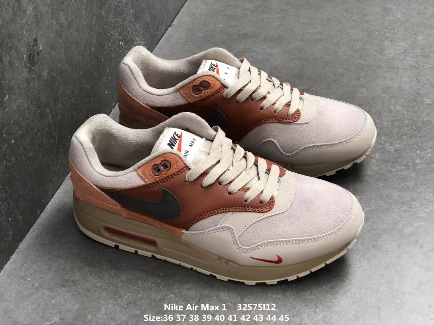 New Nike Air Max 1 Tinker Sketch To Shelf Beign Brown Red For Women